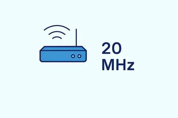 Router illustration showing 20 MHz channel width