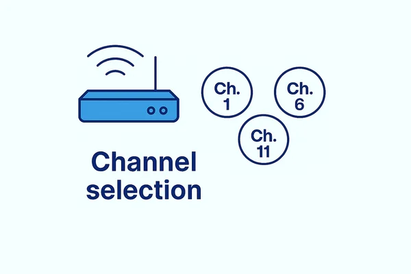 Router illustration showing manual channel selection
