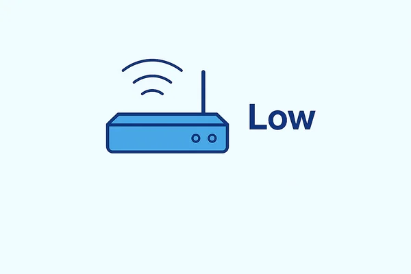 Router illustration showing transmit power set to Low