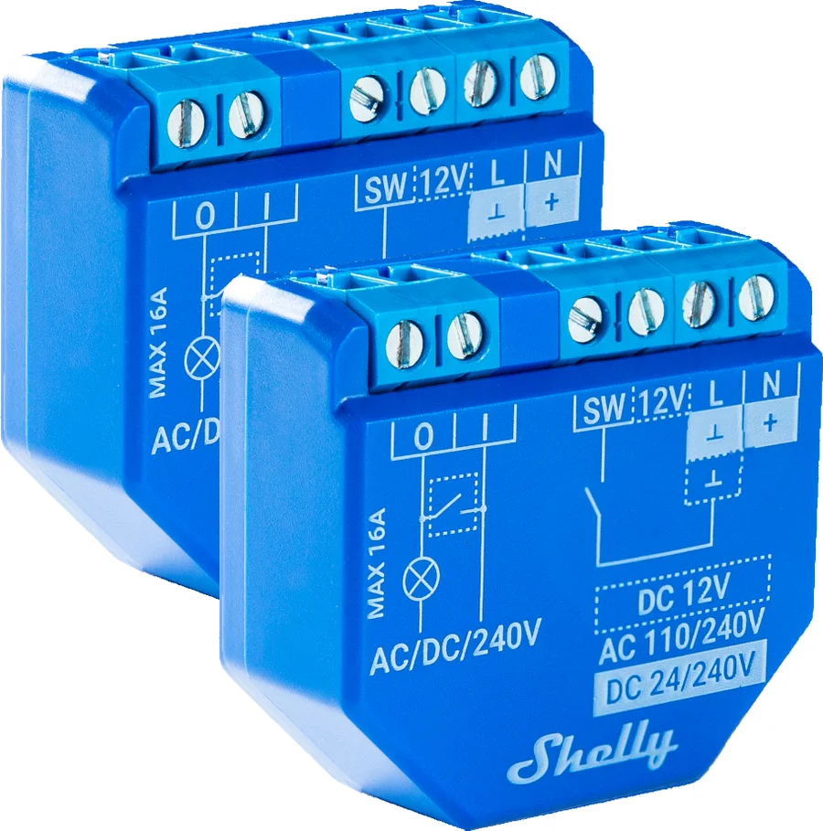 Two Shelly Plus 1 relay modules