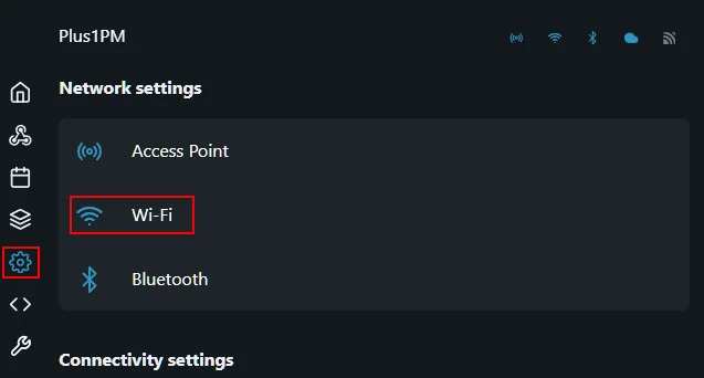 Network settings in the Gen2 web interface with Wi-Fi selected
