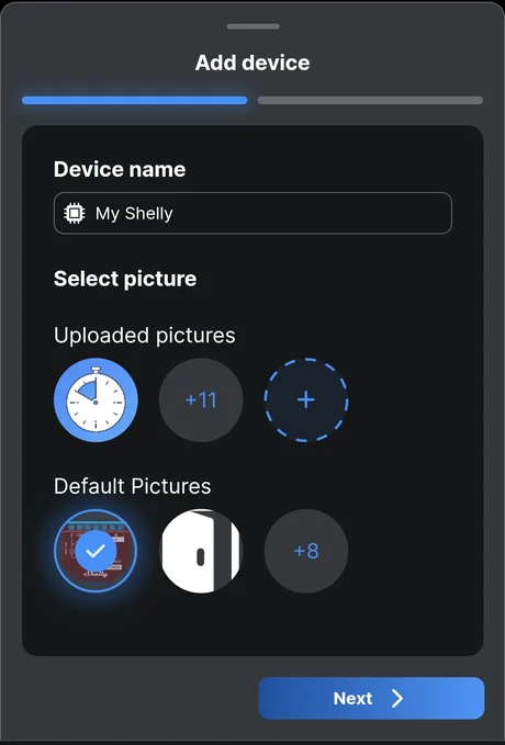 Naming a device and choosing its image while adding it