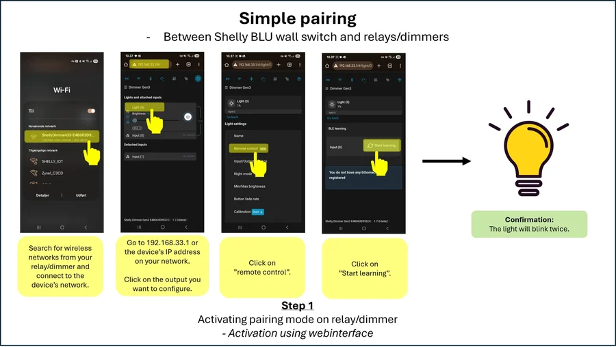 Remote control settings in the device web interface