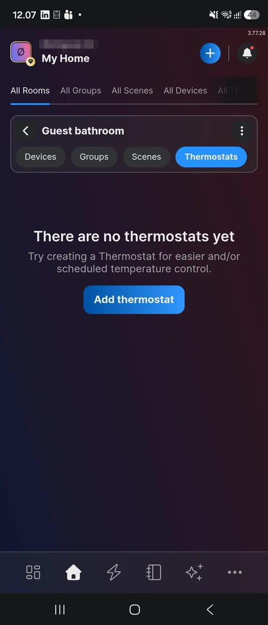 Add thermostat in a room in Shelly Smart Control