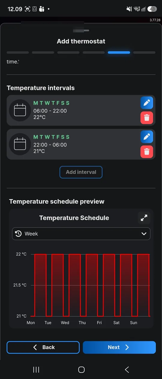Two intervals across the day